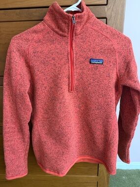 Patagonia Coral Red Fleece Pullover with Logo